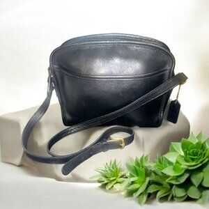 VTG Coach Metropolis Zip Bag 9087 Navy Leather Brass Crossbody Y2K Costa Rica